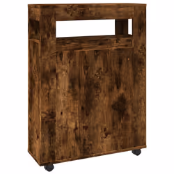 vidaXL Narrow Bathroom Cabinet with Wheels Storage Cupboard Engineered Wood - smoked oak - Additional view 5