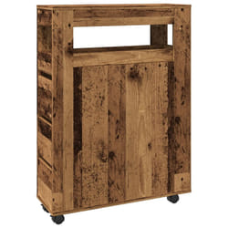 vidaXL Narrow Bathroom Cabinet with Wheels Storage Cupboard Engineered Wood - old wood