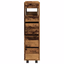 vidaXL Narrow Bathroom Cabinet with Wheels Storage Cupboard Engineered Wood - old wood - Additional view 4