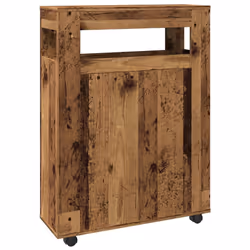 vidaXL Narrow Bathroom Cabinet with Wheels Storage Cupboard Engineered Wood - old wood - Additional view 5