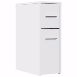 vidaXL Narrow Bathroom Cupboard with Wheels Cabinet Engineered Wood - white