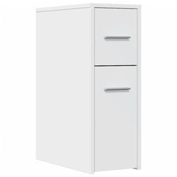 vidaXL Narrow Bathroom Cupboard with Wheels Cabinet Engineered Wood - white