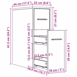 vidaXL Narrow Bathroom Cupboard with Wheels Cabinet Engineered Wood - white