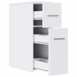 vidaXL Narrow Bathroom Cupboard with Wheels Cabinet Engineered Wood - white - Additional view 6