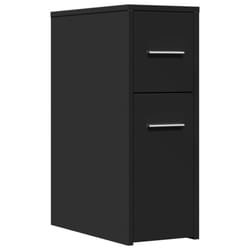 vidaXL Narrow Bathroom Cupboard with Wheels Cabinet Engineered Wood - black