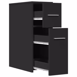 vidaXL Narrow Bathroom Cupboard with Wheels Cabinet Engineered Wood - black - Additional view 6