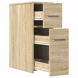 vidaXL Narrow Bathroom Cupboard with Wheels Cabinet Engineered Wood - sonoma oak - Additional view 6