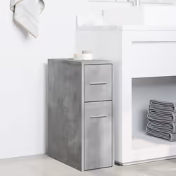 vidaXL Narrow Bathroom Cupboard with Wheels Cabinet Engineered Wood - concrete grey