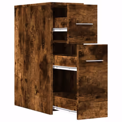 vidaXL Narrow Bathroom Cupboard with Wheels Cabinet Engineered Wood - smoked oak - Additional view 6