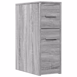 vidaXL Narrow Bathroom Cupboard with Wheels Cabinet Engineered Wood - grey sonoma