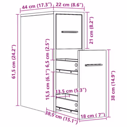 vidaXL Narrow Bathroom Cupboard with Wheels Cabinet Engineered Wood - grey sonoma - Additional view 10