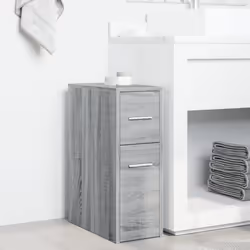 vidaXL Narrow Bathroom Cupboard with Wheels Cabinet Engineered Wood - grey sonoma