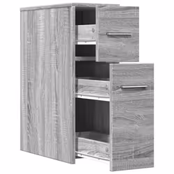 vidaXL Narrow Bathroom Cupboard with Wheels Cabinet Engineered Wood - grey sonoma - Additional view 6
