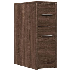vidaXL Narrow Bathroom Cupboard with Wheels Cabinet Engineered Wood - brown oak