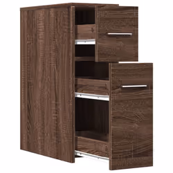 vidaXL Narrow Bathroom Cupboard with Wheels Cabinet Engineered Wood - brown oak - Additional view 6