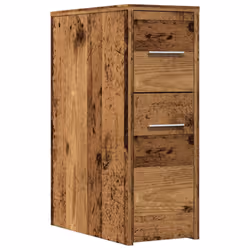 vidaXL Narrow Bathroom Cupboard with Wheels Cabinet Engineered Wood - old wood