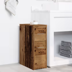 vidaXL Narrow Bathroom Cupboard with Wheels Cabinet Engineered Wood - old wood