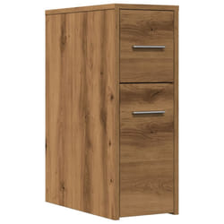 vidaXL Narrow Bathroom Cupboard with Wheels Cabinet Engineered Wood - artisian oak