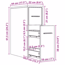 vidaXL Narrow Bathroom Cupboard with Wheels Cabinet Engineered Wood - artisian oak
