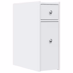 vidaXL Narrow Bathroom Cupboard with Wheels Cabinet Engineered Wood - white