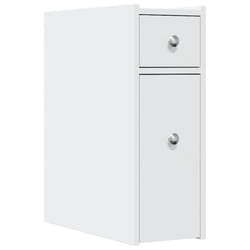 vidaXL Narrow Bathroom Cupboard with Wheels Cabinet Engineered Wood - white