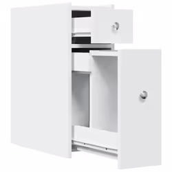 vidaXL Narrow Bathroom Cupboard with Wheels Cabinet Engineered Wood - white - Additional view 6