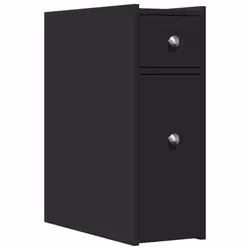 vidaXL Narrow Bathroom Cupboard with Wheels Cabinet Engineered Wood - black