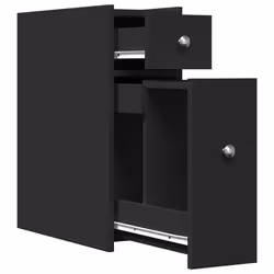 vidaXL Narrow Bathroom Cupboard with Wheels Cabinet Engineered Wood - black - Additional view 5