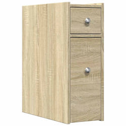 vidaXL Narrow Bathroom Cupboard with Wheels Cabinet Engineered Wood - sonoma oak