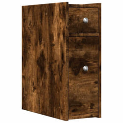 vidaXL Narrow Bathroom Cupboard with Wheels Cabinet Engineered Wood - smoked oak