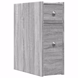 vidaXL Narrow Bathroom Cupboard with Wheels Cabinet Engineered Wood - grey sonoma
