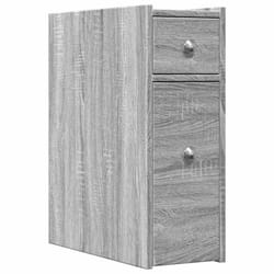 vidaXL Narrow Bathroom Cupboard with Wheels Cabinet Engineered Wood - grey sonoma