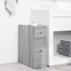 vidaXL Narrow Bathroom Cupboard with Wheels Cabinet Engineered Wood - grey sonoma