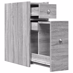 vidaXL Narrow Bathroom Cupboard with Wheels Cabinet Engineered Wood - grey sonoma - Additional view 5