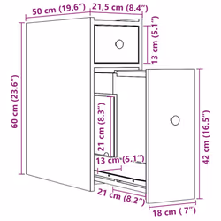 vidaXL Narrow Bathroom Cupboard with Wheels Cabinet Engineered Wood - grey sonoma - Additional view 9