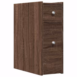 vidaXL Narrow Bathroom Cupboard with Wheels Cabinet Engineered Wood - brown oak