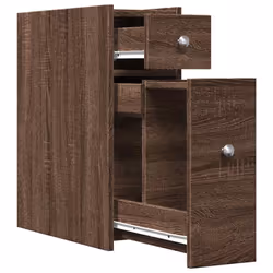 vidaXL Narrow Bathroom Cupboard with Wheels Cabinet Engineered Wood - brown oak - Additional view 6