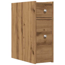 vidaXL Narrow Bathroom Cupboard with Wheels Cabinet Engineered Wood - artisian oak