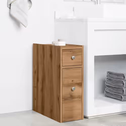 vidaXL Narrow Bathroom Cupboard with Wheels Cabinet Engineered Wood - artisian oak - Additional view 2