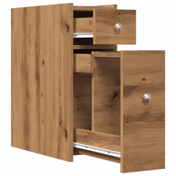 vidaXL Narrow Bathroom Cupboard with Wheels Cabinet Engineered Wood - artisian oak - Additional view 5
