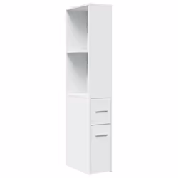 vidaXL Narrow Bathroom Cupboard with Wheels Storage Cabinet Engineered Wood - white