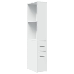 vidaXL Narrow Bathroom Cupboard with Wheels Storage Cabinet Engineered Wood - white