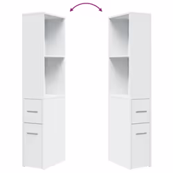 vidaXL Narrow Bathroom Cupboard with Wheels Storage Cabinet Engineered Wood - white - Additional view 7