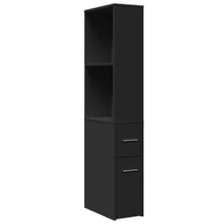 vidaXL Narrow Bathroom Cupboard with Wheels Storage Cabinet Engineered Wood - black