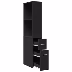 vidaXL Narrow Bathroom Cupboard with Wheels Storage Cabinet Engineered Wood - black - Additional view 6