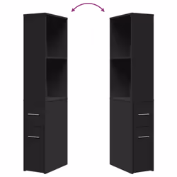 vidaXL Narrow Bathroom Cupboard with Wheels Storage Cabinet Engineered Wood - black - Additional view 7