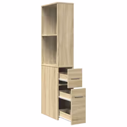 vidaXL Narrow Bathroom Cupboard with Wheels Storage Cabinet Engineered Wood - sonoma oak - Additional view 6