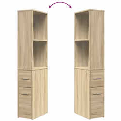 vidaXL Narrow Bathroom Cupboard with Wheels Storage Cabinet Engineered Wood - sonoma oak - Additional view 7