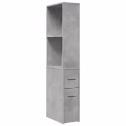 vidaXL Narrow Bathroom Cupboard with Wheels Storage Cabinet Engineered Wood - concrete grey