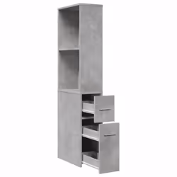 vidaXL Narrow Bathroom Cupboard with Wheels Storage Cabinet Engineered Wood - concrete grey - Additional view 6